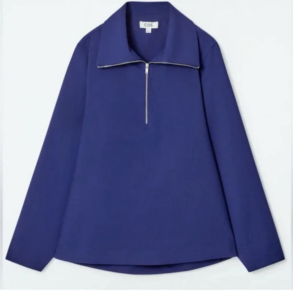 COS WOOL-BLEND HALF-ZIP BLOUSE